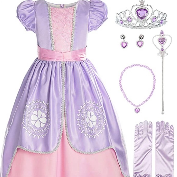 Girls Short Sleeve Princess Costume w/Accessories Size 7 - Picture 1 of 2